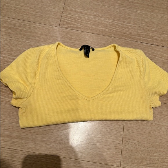 Forever 21 Women’s Yellow Deep V Ribbed Shirt - Picture 5 of 5